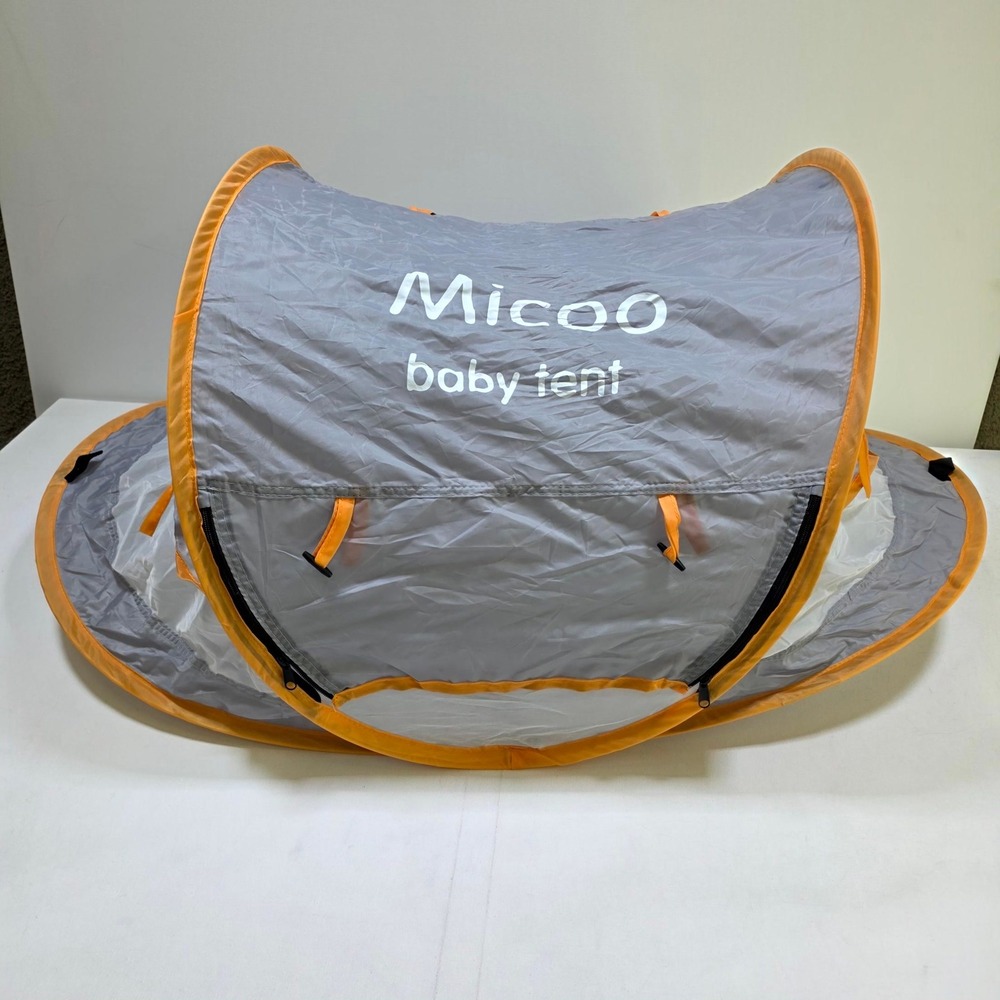 Micoo Baby Tent Gray Orange Pop Up Portable Sun Shelter Beach Outdoor Play 43x29